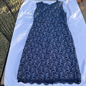Elegant Blue Lace Dress